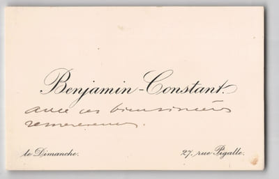 Benjamin-Constant - Carte de visite autographe & enveloppe à Henri Zuber - 1893