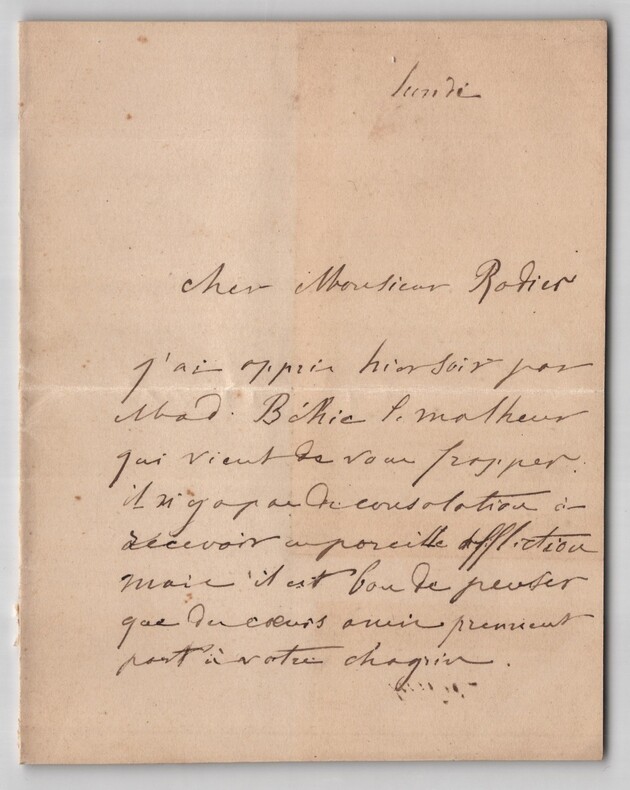 Ernest H&eacute;bert - Lettre autographe sign&eacute;e &agrave; Monsieur Rodier - XIXe si&egrave;cle. Ernest H&eacute;bert