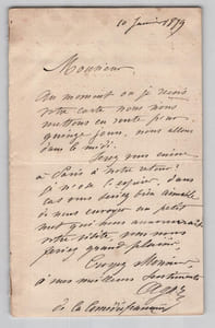 Agar, actrice - Lettre autographe signée - Comédie Française - 1879