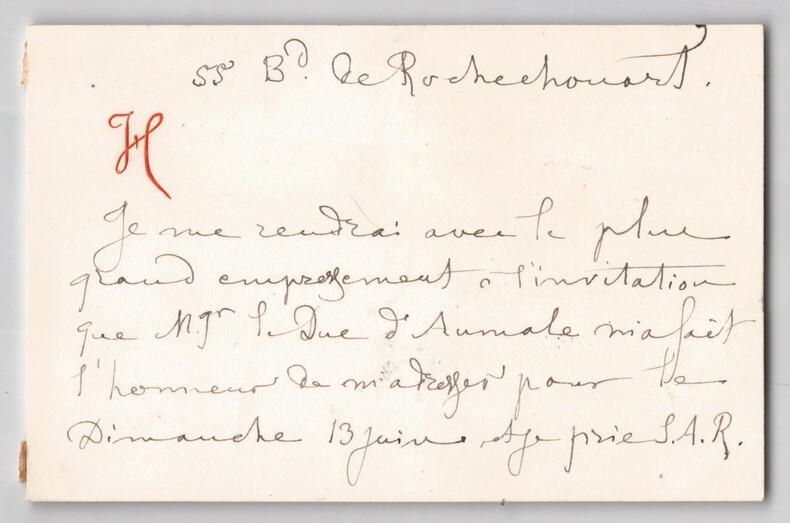Ernest H&eacute;bert - Lettre autographe sign&eacute;e &agrave; Henri d'Orl&eacute;ans - 1880. Ernest H&eacute;bert