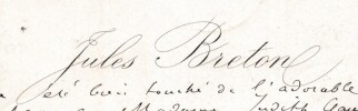 Jules Breton - Carte de visite autographe adress&eacute;e &agrave; Judith Gautier - 1877. Jules Breton