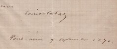 Louis-Nicolas Cabat - Lettre autographe sign&eacute;e - Pont-Aven - 1870. Louis-Nicolas Cabat