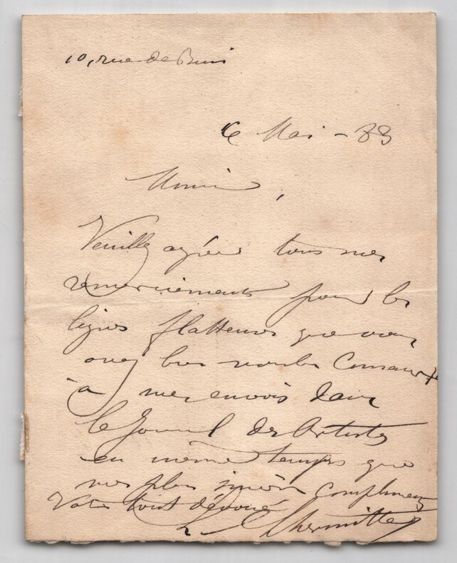 L&eacute;on Lhermitte - Lettre autographe sign&eacute;e - Salon & Journal des Artistes - 1888. L&eacute;on Lhermitte