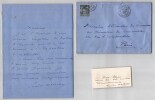 Louise Abbema - Lot lettre, enveloppe & carte de visite autographes sign&eacute;es - 1896. Louise Abbema