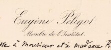 Eug&egrave;ne Peligot - Carte de visite autographe sign&eacute;e - 7 mai 1883. Eug&egrave;ne Peligot