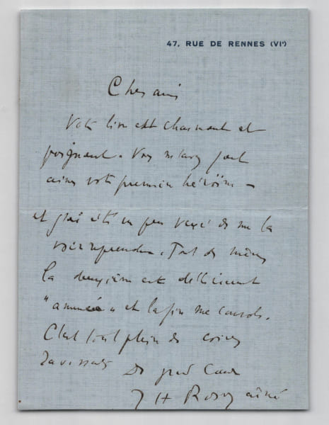 J.-H. Rosny a&icirc;n&eacute; - Lettre autographe sign&eacute;e &agrave; Mme Victor Margueritte - XX&egrave;me. J.-H. Rosny a&icirc;n&eacute;