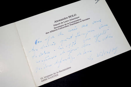 Alexandre BOLO, Homme politique - CARTE DE L'ASSEMBLÉE NATIONALE AUTOGRAPHE