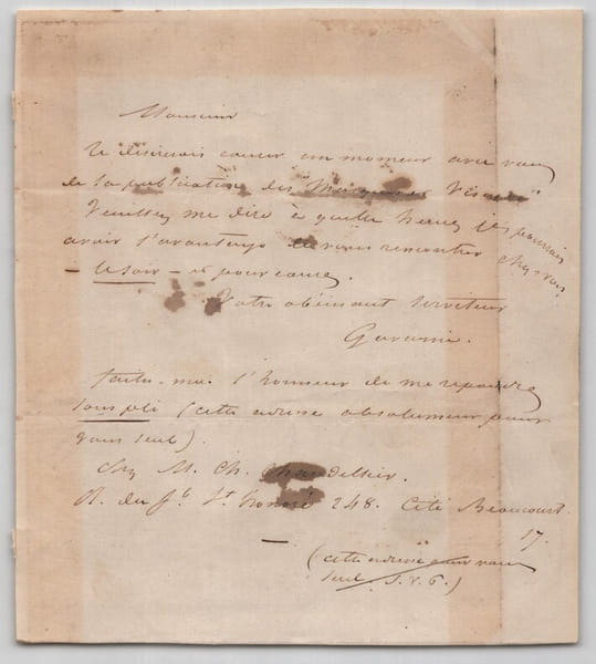 Paul Gavarni - Lettre autographe sign&eacute;e concernant &laquo; Masques et Visages &raquo; - 1850. Paul Gavarni