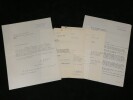 Andr&eacute; Malraux - Th&eacute;&acirc;tre et cr&eacute;ation litt&eacute;raire - Ensemble de 5 lettres dactylographi&eacute;es sign&eacute;es avec notes autographes &agrave; Thierry Maulnier - 1953. ...
