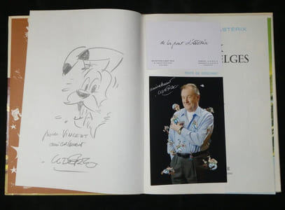 Astérix chez les Belges - Dessin original, photo signée, dédicace - EO - 1979