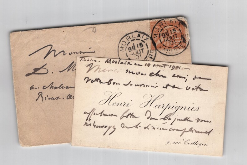 Henri Harpignies - Carte de visite autographe sign&eacute;e - L&eacute;gion d'honneur - 1901. Henri Harpignies
