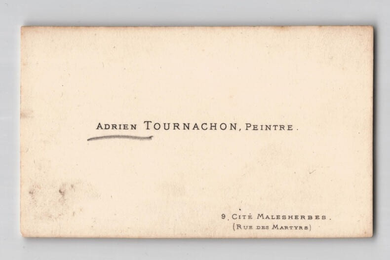 Adrien Tournachon - Carte de visite autographe - Peintre, fr&egrave;re de Nadar - XIXe. Adrien Tournachon