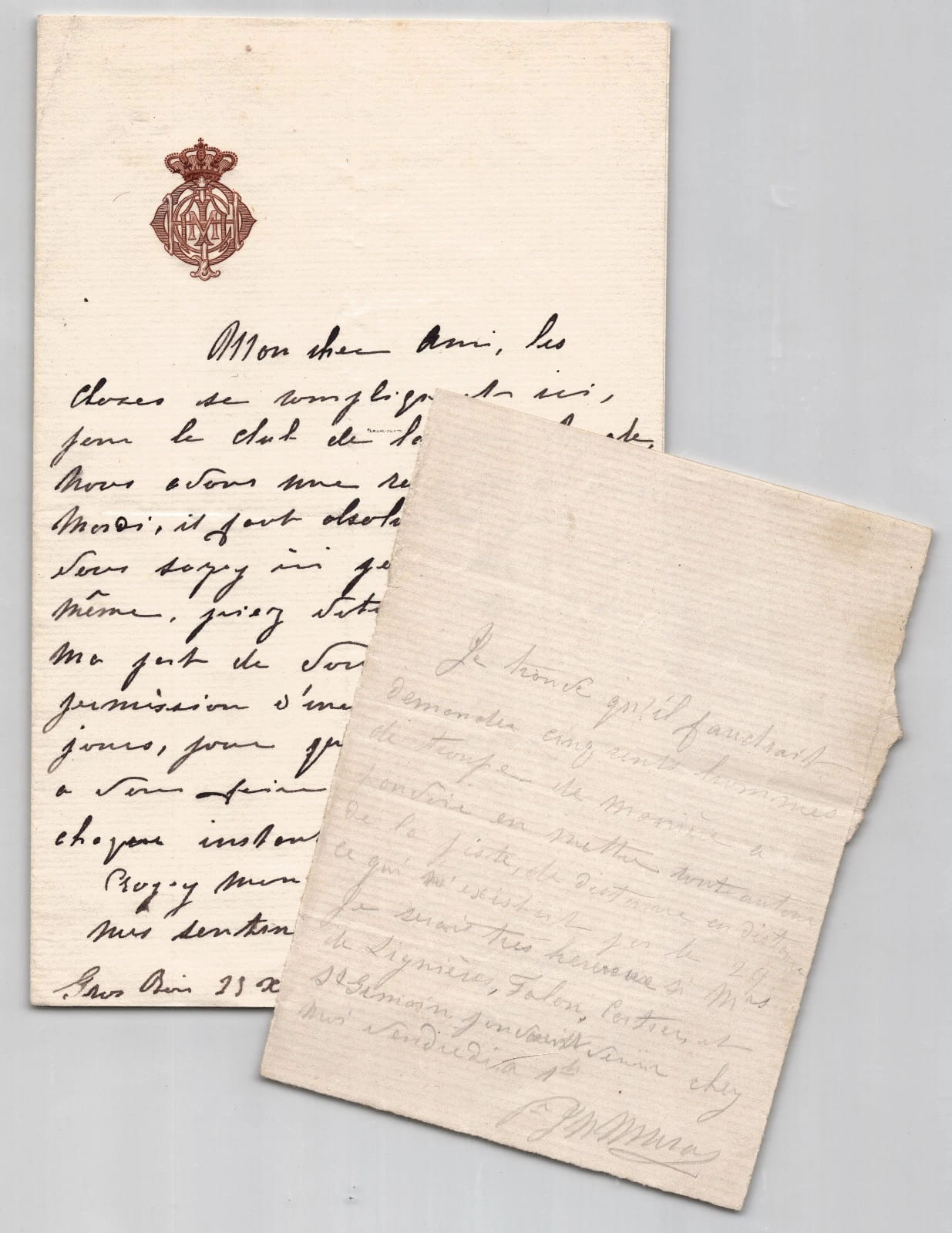 Prince Joachim Murat - 2 lettres autographes sign&eacute;es - Steeple-chases - 1869. Prince Joachim Murat