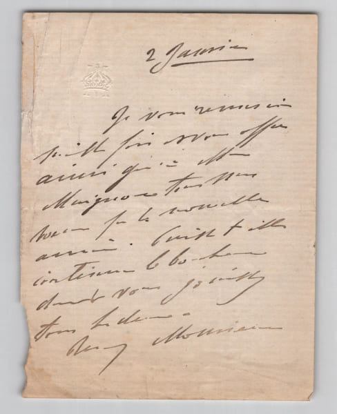 Princesse Mathilde Bonaparte - Lettre autographe sign&eacute;e - Vœux de nouvel an. Mathilde Bonaparte