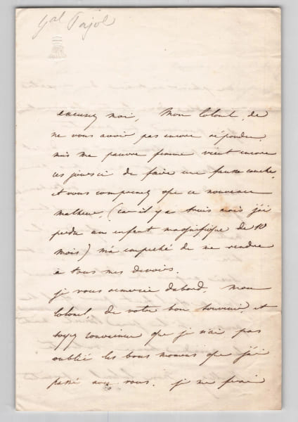 G&eacute;n&eacute;ral Comte Charles Pajol - Lettre autographe sign&eacute;e - Versailles 1876. Charles Pierre Victor Pajol