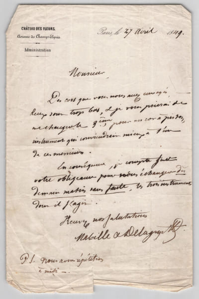 Mabille & Delagny - L.A.S. - Ch&acirc;teau des Fleurs Champs-&Eacute;lys&eacute;es - 1849. Mabille & Delagny