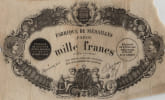 Duseaux fils, Fabrique de m&eacute;dailles Paris - Imprim&eacute;-r&eacute;clame lith. &laquo; Mille francs &raquo; - XIXe s.. Duseaux fils