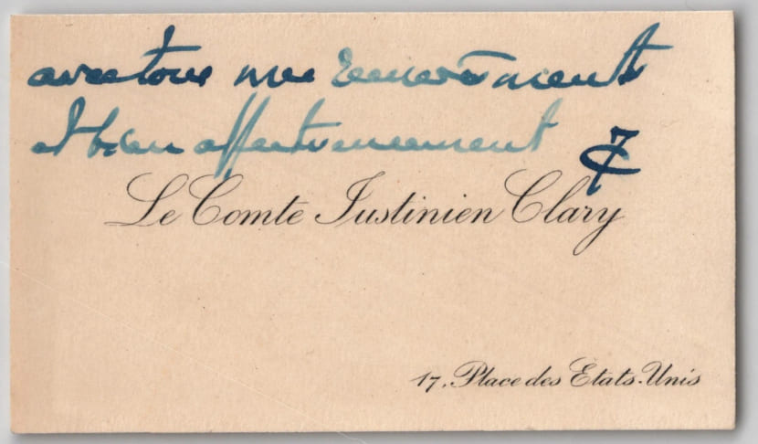 Clary - Carte de visite autographe - Pr&eacute;sident Comit&eacute; Olympique - J.O. 1924. Justinien Clary