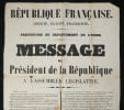 Louis-Napol&eacute;on Bonaparte - Affiche officielle - Message du 31 octobre 1849. Louis-Napol&eacute;on Bonaparte