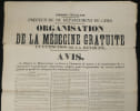 Second Empire - Affiche pr&eacute;fectorale imprim&eacute;e - M&eacute;decine gratuite Gers - 1858. Pr&eacute;fecture du Gers / J.-A. Portes (imprimeur)