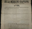 Second Empire - Affiche pr&eacute;fectorale imprim&eacute;e - M&eacute;decine gratuite Gers - 1858. Pr&eacute;fecture du Gers / J.-A. Portes (imprimeur)