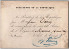 Vaudrey - Aide de camp sign&eacute; - Invitation Palais &Eacute;lys&eacute;e - Prince-Pr&eacute;sident 1849. Vaudrey