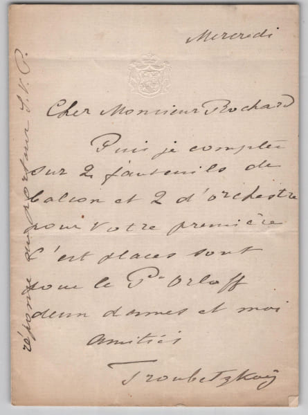 Troubetzkoy - Lettre autographe sign&eacute;e - Th&eacute;&acirc;tre, Prince Orloff. Troubetzkoy