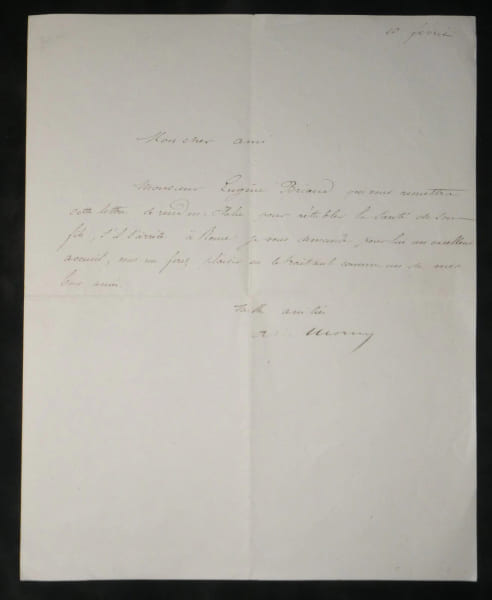 Auguste de Morny - Lettre autographe sign&eacute;e - Recommandation Rome - 10 f&eacute;vrier. Auguste de Morny (Charles, duc de Morny)