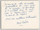 Herv&eacute; Bazin - Carte autographe sign&eacute;e - Grave accident et maison de repos - XXe si&egrave;cle. Herv&eacute; Bazin