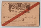Carte Tribune Officiers G&eacute;n&eacute;raux - D&eacute;fil&eacute; Victoire 1919 - Min. Guerre. 