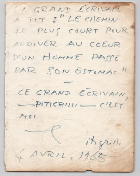 Pitigrilli - Pens&eacute;e autographe sign&eacute;e - &laquo; Le chemin du cœur &raquo; - 1965. Pitigrilli (Dino Segre)