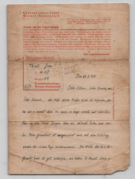 Jean Thiot, d&eacute;port&eacute; fran&ccedil;ais - L.A.S. - Camp de concentration Buchenwald - 1944. Jean Thiot