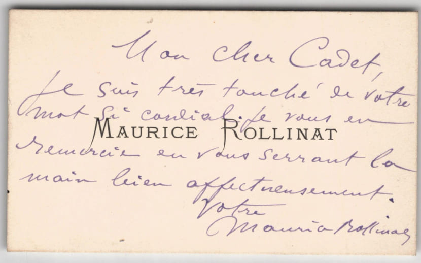 Maurice Rollinat - Carte de visite autographe sign&eacute;e - &Agrave; Cadet - XIXe si&egrave;cle. Maurice Rollinat