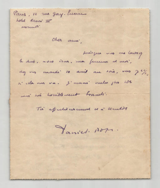 Daniel Rops - Lettre autographe sign&eacute;e - 1928. Daniel Rops (Daniel-Rops)