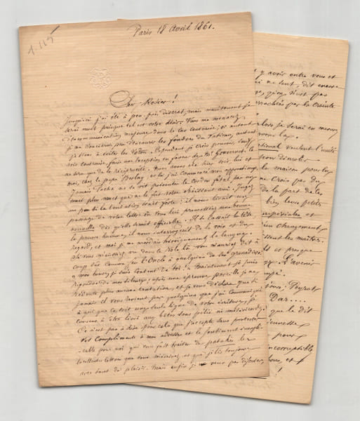 Auguste Rolland - Lettre autographe sign&eacute;e &agrave; Pierre-Joseph Proudhon - 6p. - 1861. Auguste Rolland