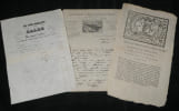 Lot de 3 pi&egrave;ces - Papiers de commerce illustr&eacute;s - XVIIIe-XXe si&egrave;cle. 