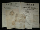 Lot 5 documents historiques imprim&eacute;s et manuscrit, Administration Bordeaux, XIXe. 