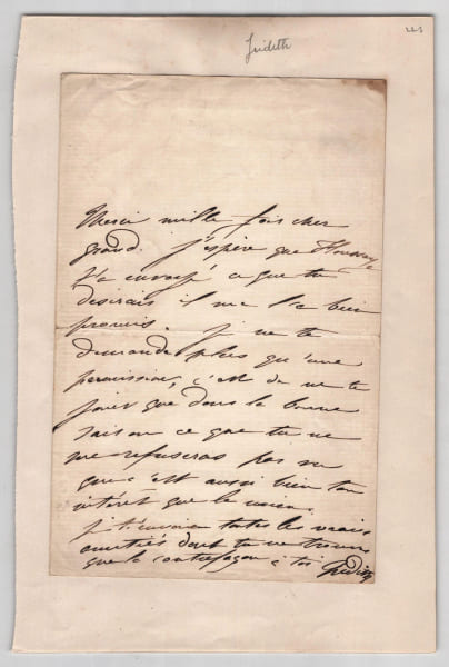 Judith (Julie Bernat) - Lettre autographe sign&eacute;e - Houssaye - XIXe s.. Judith (Julie Bernat)
