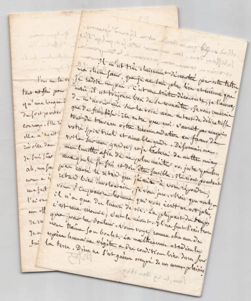 Charles Brifaut - 2 Lettres autographes sign&eacute;es &agrave; sa sœur - Vieillesse, deuil, 1849. Charles Brifaut