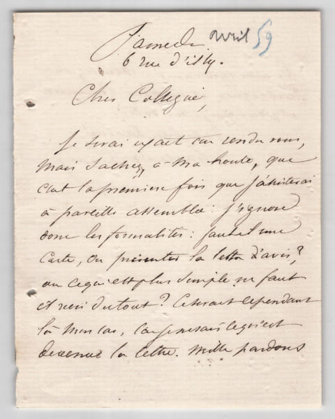 Charles de Boigne - Lettre autographe sign&eacute;e - Vote en assembl&eacute;e - 1859. Charles de Boigne