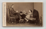 Photographie d'&eacute;poque format carte de visite de Constantin Meunier (peintre et sculpteur belge) en famille - XIX&egrave;me si&egrave;cle. Constantin Meunier