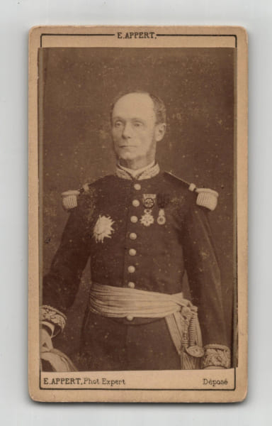 Photographie d'&eacute;poque format carte de visite de l'Amiral Am&eacute;d&eacute;e Courbet par Eug&egrave;ne Appert (Paris) - XIX&egrave;me si&egrave;cle. Eug&egrave;ne Appert
