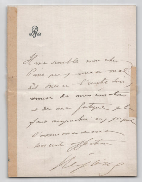 R&eacute;jane - Lettre autographe sign&eacute;e - Billet affectueux - Belle &Eacute;poque. Gabrielle-Charlotte R&eacute;ju (R&eacute;jane)
