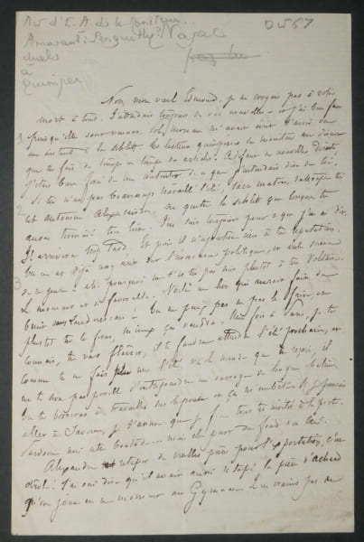Emile de Najac - Lettre autographe sign&eacute;e - Th&eacute;&acirc;tre &agrave; Quimper - 1867. Emile de Najac