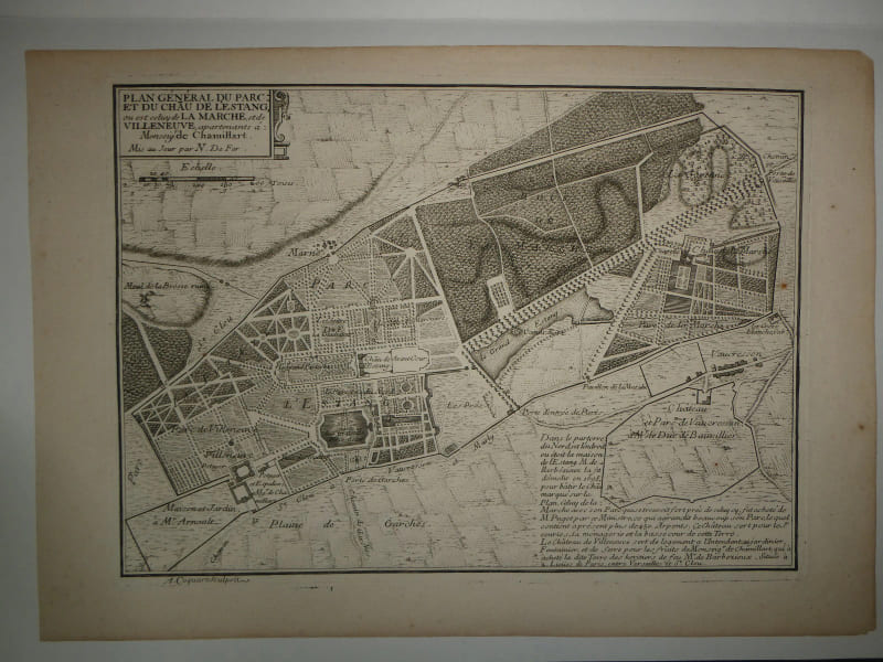 Nicolas de Fer - Plan grav&eacute; du parc et ch&acirc;teau de l'Estang - Chamillart - XVIIIe. Nicolas de Fer