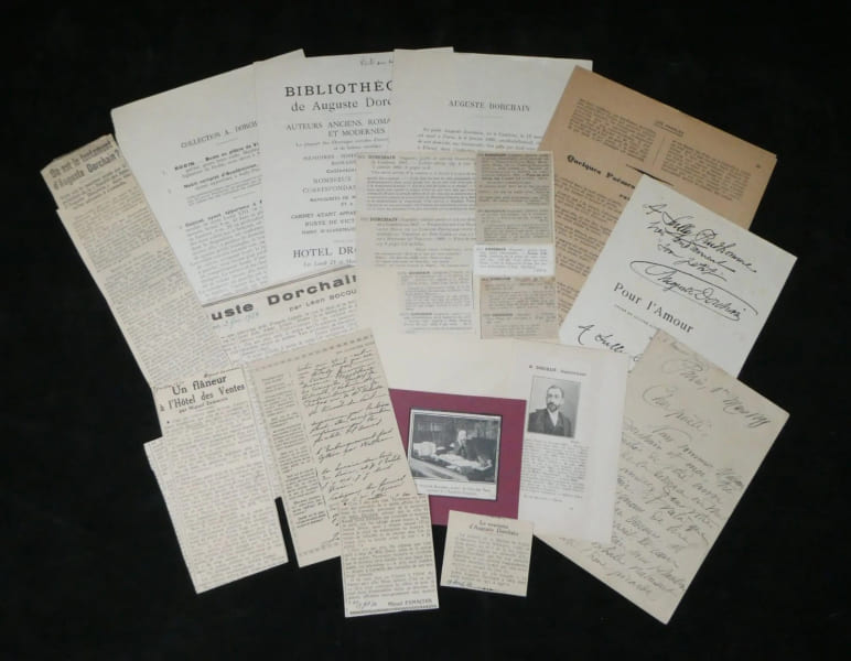 Auguste Dorchain - Ensemble de lettres autographes sign&eacute;es et archives litt&eacute;raires d'&eacute;poque - Catalogue de vente posthume de la biblioth&egrave;que de ...