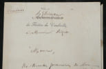 Marc-Antoine D&eacute;saugiers, directeur du Th&eacute;&acirc;tre du Vaudeville - Circulaire autographe sign&eacute;e - Restructuration du comit&eacute; de lecture du Th&eacute;&acirc;tre du ...