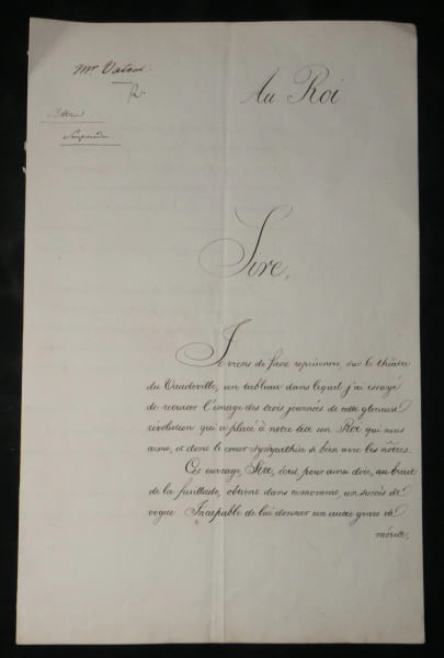 F&eacute;lix-Auguste Duvert - Lettre autographe sign&eacute;e au Roi Louis-Philippe Ier - 1830. F&eacute;lix-Auguste Duvert