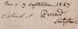 Alexandre Cabanel & Jean-Joseph Perraud - Lettre sign&eacute;e &agrave; l'&Eacute;cole Imp&eacute;riale et Sp&eacute;ciale des Beaux-Arts pr&eacute;sentant un aspirant &eacute;l&egrave;ve - 1863. Alexandre ...