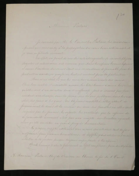 Adalbert, Prince de Bavi&egrave;re, oncle de Louis II de Bavi&egrave;re - Lettre sign&eacute;e au sujet du d&eacute;sarmement des races bovines - Palais de Nymphenburg - 1864. ...